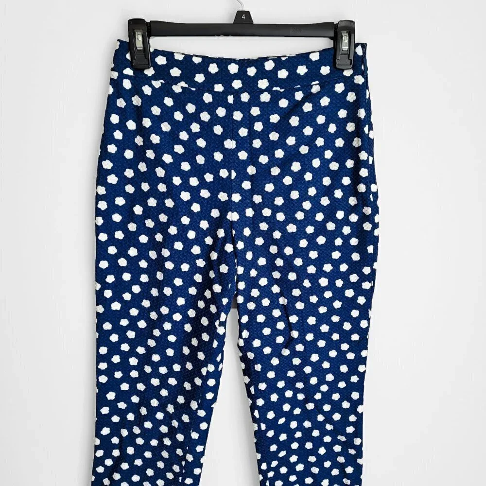 NWT Kate Spade Blue Jacquard Cloud Polka Dot High Waisted Cropped Pants